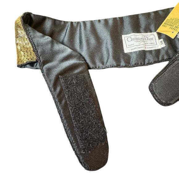 Vtg with Tags Christian Dior Ceintures M/L Gold Beaded Satin Lined Waist Belt - Picture 10 of 10